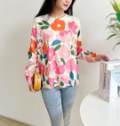 SIZI BLOUSE / BLOUSE KNIT MOTIF BUNGA PREMIUM