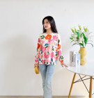 SIZI BLOUSE / BLOUSE KNIT MOTIF BUNGA PREMIUM