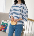 STRIPES CINDY TOP / KAOS WANITA LENGAN 7/8