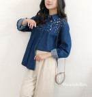 TERHA DENIM SHIRT / KEMEJA DENIM BORDIR BUNGA SMALL