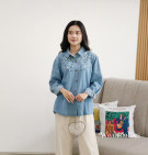 TERHA DENIM SHIRT / KEMEJA DENIM BORDIR BUNGA SMALL