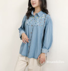 TERHA DENIM SHIRT / KEMEJA DENIM BORDIR BUNGA SMALL