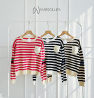 VEZY BLOUSE / ATASAN RAJUT MOTIF GARIS