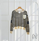 VEZY BLOUSE / ATASAN RAJUT MOTIF GARIS